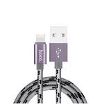 Кабель USB 2.0 hoco X2 текстильная оплетка, AM/Lightning M, матовый, 1м