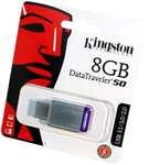 Флеш-карта USB 3.0/3.1 Type-A Kingston 8GB DT50 Metal/Purple (DT50/8GB)