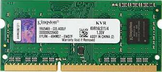 Оперативная память SODIMM DDR-3L 4096Mb  PC-12800  1600MHz  Kingston kvr16ls11/4