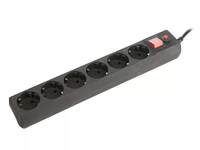 Сетевой фильтр CSF 2600 - 3, длина кабеля 3м, черный, 6 розеток, 10А, CSF 2600 - 3