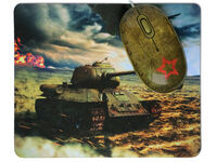 Мышь сувенирная+ коврик CBR Tank Battle,  1200 dpi, рисунок, USB, Tank