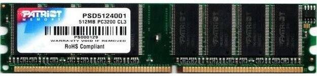 Оперативная память DDR Patriot 512 Mb (pc-3200) 200MHz